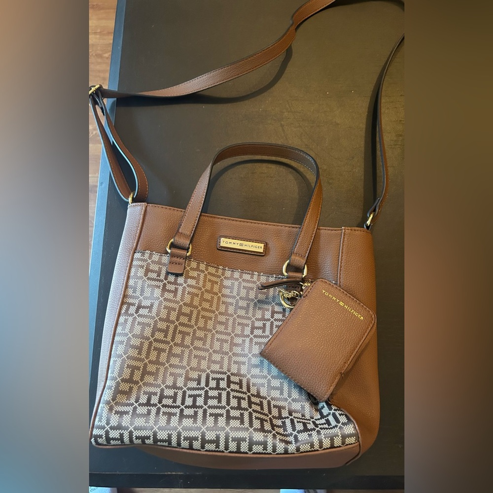 Tommy Hilfiger Tote Bag and Pouch Cream Brown Khaki